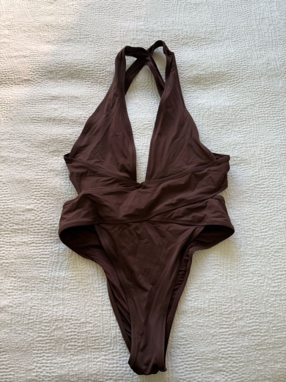 SKIMS Chocolate Brown Plunge One-Piece Swimsuit